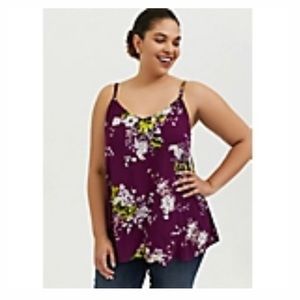 Torrid plum purple floral crinkle gauze swing cami